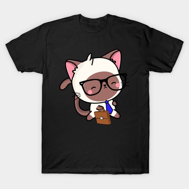 Funny Cat is on the way to work T-Shirt by Pet Station